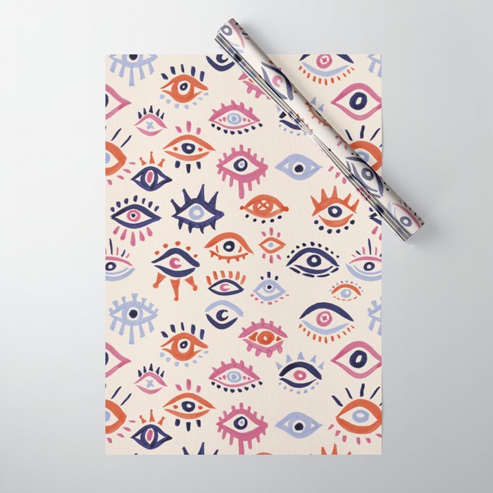 Mystic Eyes – Coral & Navy Wrapping Paper