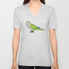 Pixel / 8-bit Parrot: Green Quaker Parrot V Neck T Shirt