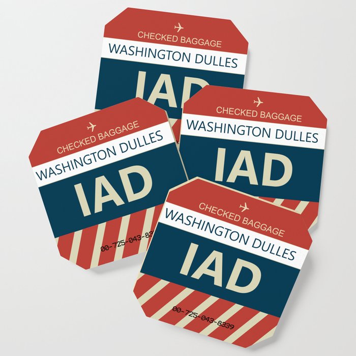 Washington Dulles Airport Iad Baggage Tag Coaster By