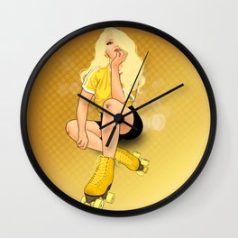 Skater Girl in Yellow Wall Clock