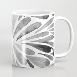 Symmetric drops - black and white Coffee Mug | Watercolor, Modern, Abstract, Petals, Symmetry, Watercolorart, Monochromatic, Pattern, Symmetric, Illustration 