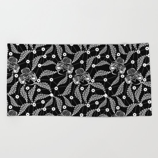 White vintage lace . Beach Towel