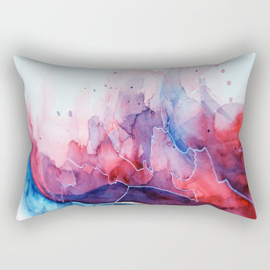 Watercolor magenta & cyan, abstract texture Rectangular Pillow