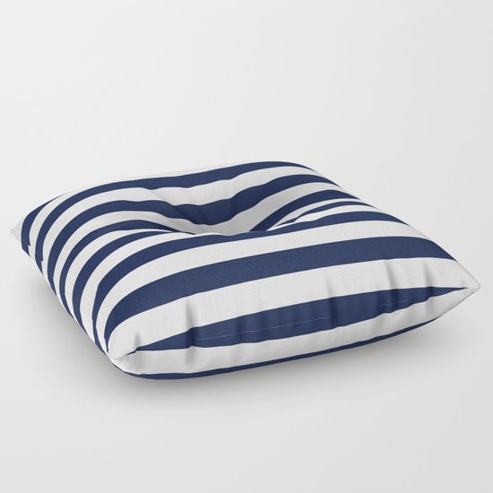 Nautical Navy Blue and White Stripes Floor Pillow by Simple Luxe Society6