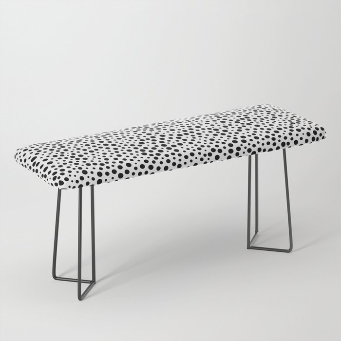 Black Polka Dots Large and Small on White Bench