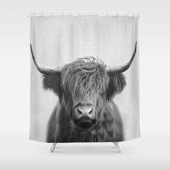 Highland Cow Black White Shower Curtain By Galdesign Society6 - Cow Shower Curtain Black And White