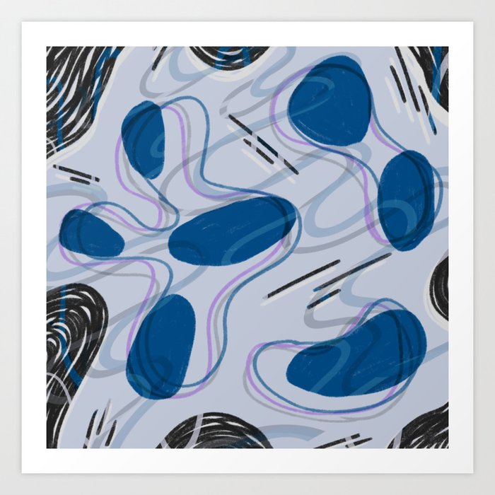 Blue Blobs Wallpaper Pattern Art Print by Ruben Baz | Society6