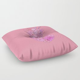 Pink Floral  Pineapple Art Floor Pillow