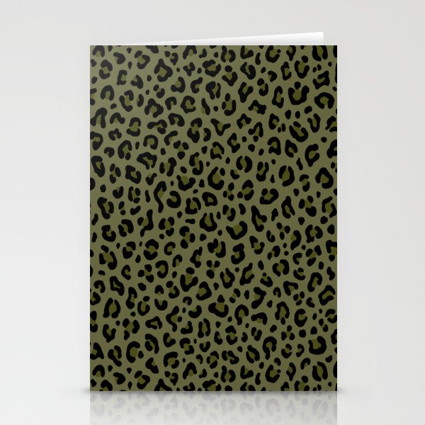 CAMO LEOPARD PRINT – Olive Green | Collection : Punk Rock Animal Prints | Stationery Cards