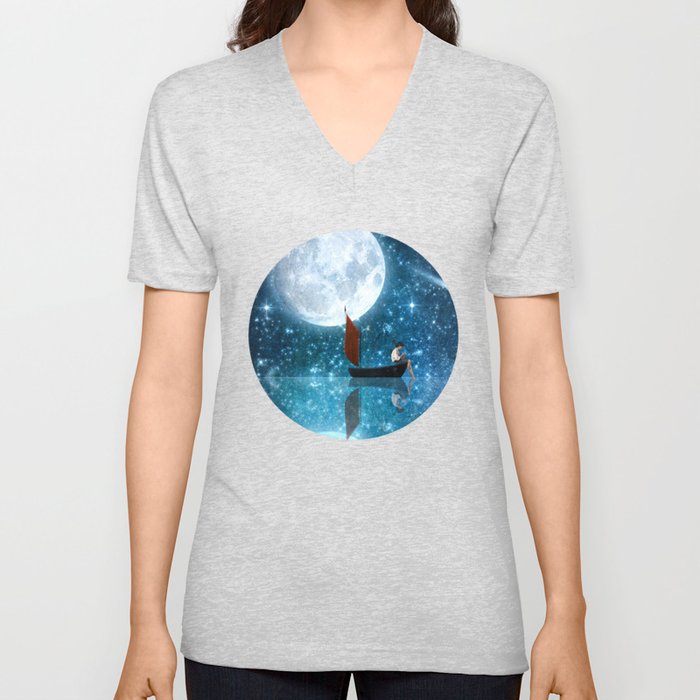The Moon and Me v2 V Neck T Shirt