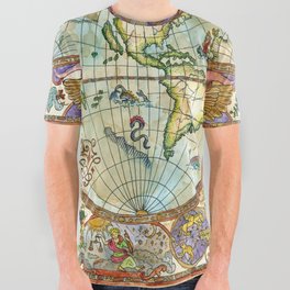 Magical Antique World Map  All Over Graphic Tee