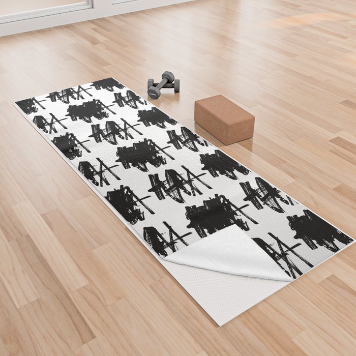 Abstract Painting Black White Yoga Towel