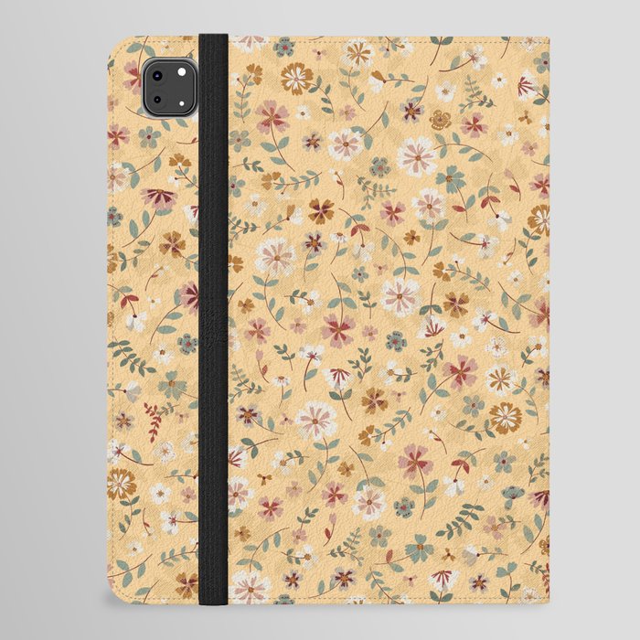 crafted heritage vintage flowers on soft ochre iPad Folio Case