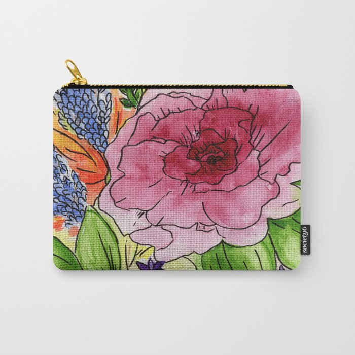 Flower Watercolor Painting Carry-All Pouch