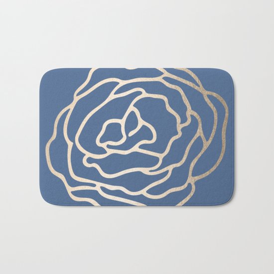 Flower in White Gold Sands on Aegean Blue Bath Mat