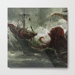 Kraken Metal Print | Digital, Sea, Illustration, Painting, Cool, Ancient, Conceptart, Mythology, Epic, Kraken 