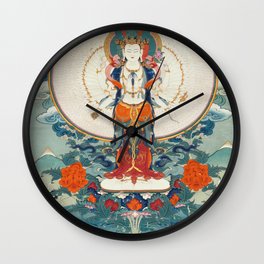 Thousand-armed Avalokitesvara Buddhist Thangka  Wall Clock