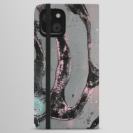 Black Gray Pink Abstract Pattern iPhone Wallet Case