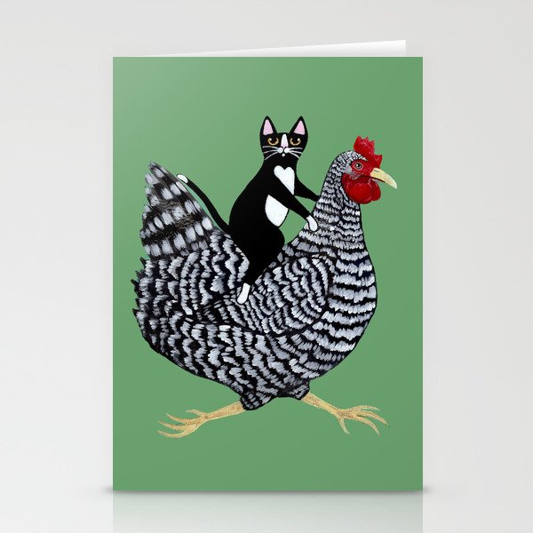 Cat on a Chicken Stationery Cards