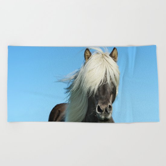 Portrait of a Horse in Scotish Highlands Beach Towel