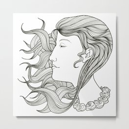 Girl with a Rose Necklace Metal Print