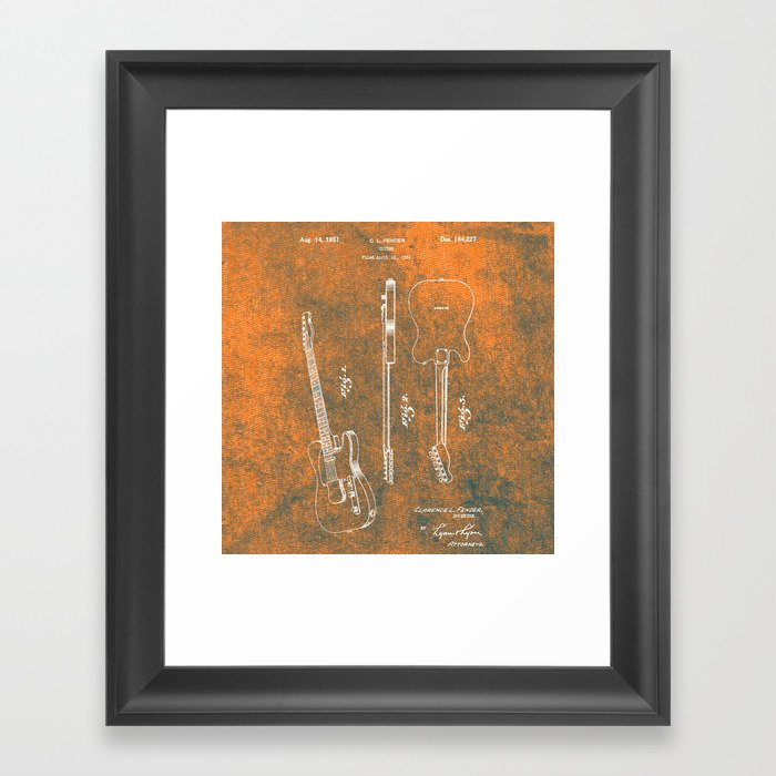 Orange Guitar Framed Art Print