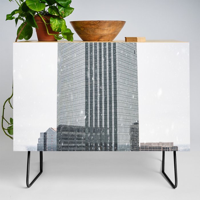 Snowy Skyscraper | Minneapolis Winter Photography Credenza