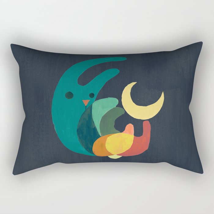 Rabbit and crescent moon Rectangular Pillow