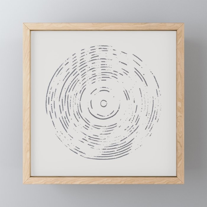 Record Black and White Framed Mini Art Print