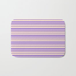 [ Thumbnail: Bisque & Purple Colored Lines/Stripes Pattern Bath Mat ]