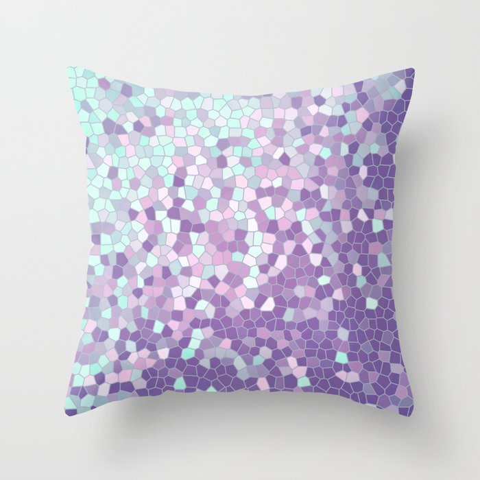 Aqua and Violet Purple Mosaic Throw Pillow by Mel Fischer of