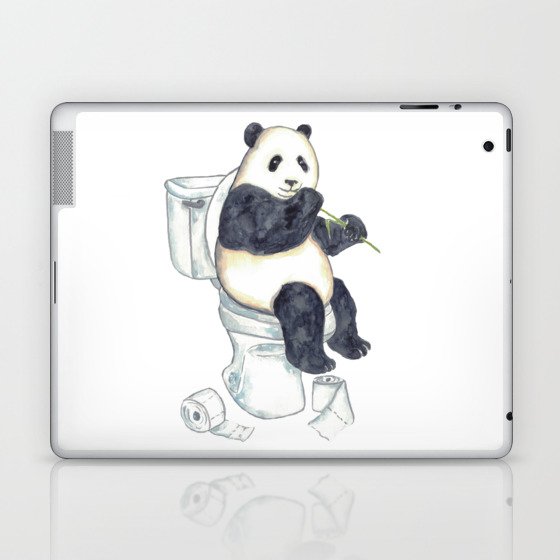 Panda bear toilet Painting Laptop & iPad Skin