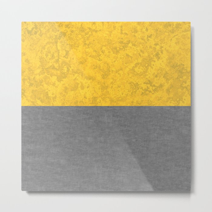 Mustard Yellow Concrete and Marble Granite Metal Print