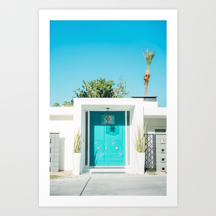 Blue Door in Palm Springs, California Photo - Architecture Photography - Mid Century Modern Art Print