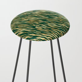 Green Gold Tiger Skin Print Counter Stool