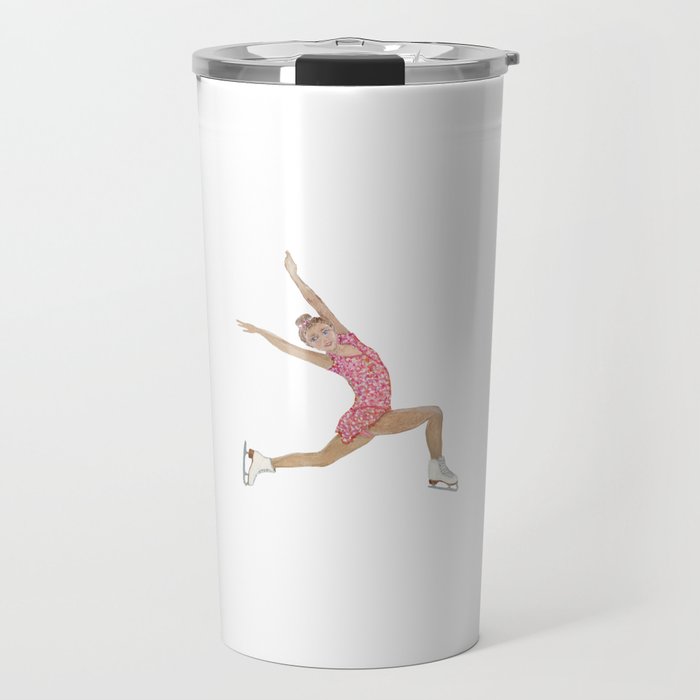 Girl in pink dress. Figure skater Travel Mug