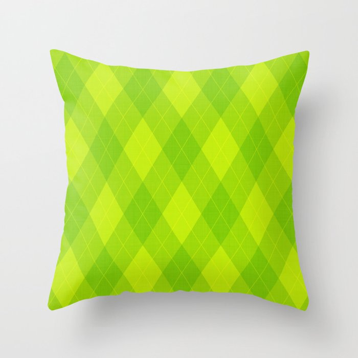 Argyle Fabric Pattern - Tropical Lime Green Throw Pillow