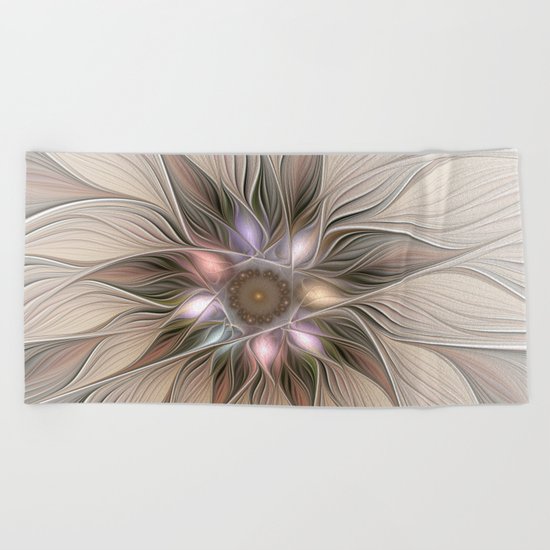 Joyful Flower, Abstract Fractal Art Beach Towel