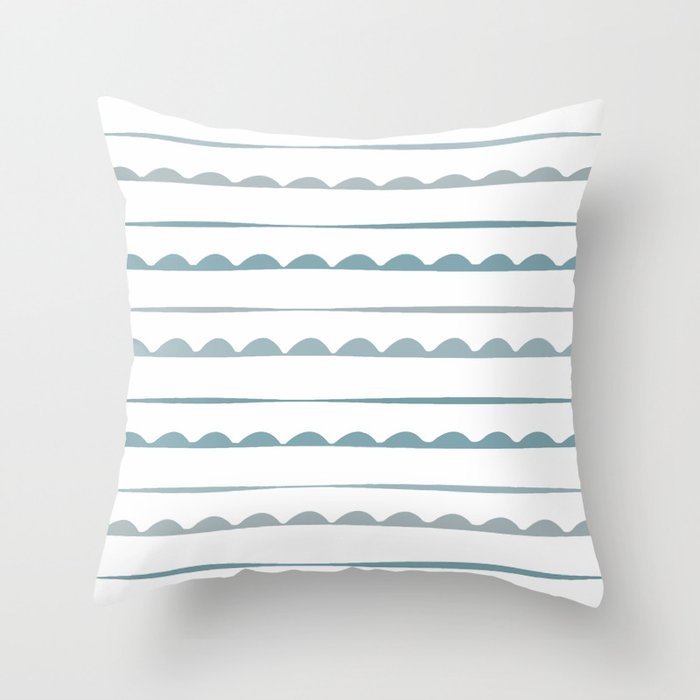 Blue and white striped decor. minimalist. line. Throw Pillow