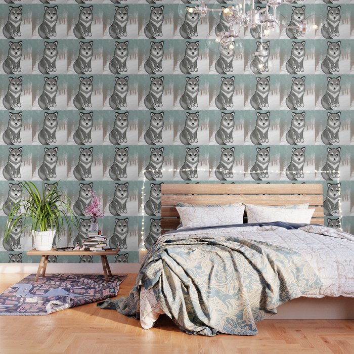 Chibi Wolf In The Snow Wallpaper By Mewspeak Society6