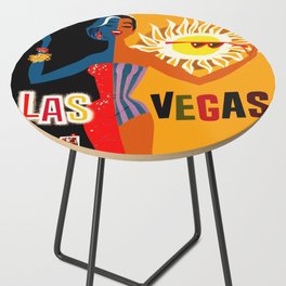 Vintage Las Vegas Travel Poster Side Table