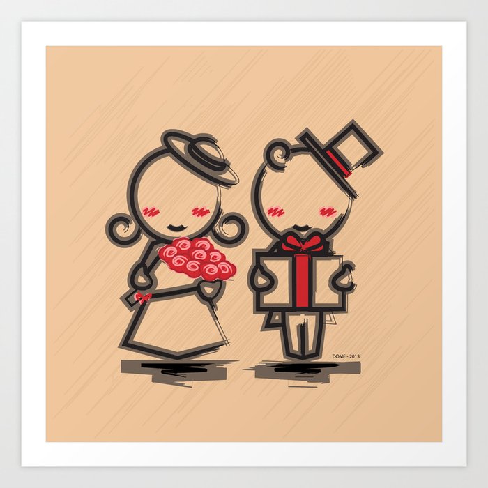 Lovely Couple in 4 Colours Art Print