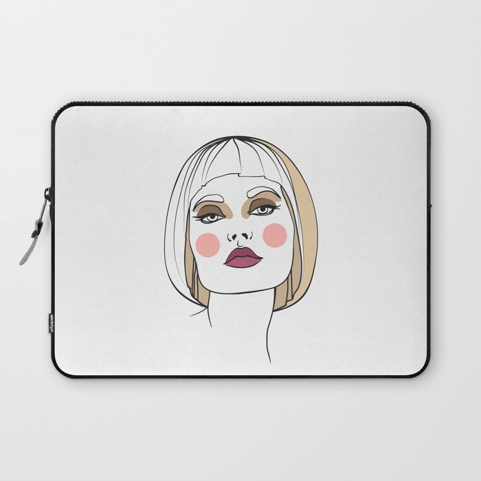 Blonde woman with makeup. Abstract face. Fashion illustration Laptop Sleeve