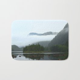 Peaceful Morning on the Lake Bath Mat | Picturesque, Mountain, Wilderness, Roks, Water, Landscape, Scenery, Trees, Lake, Photo 