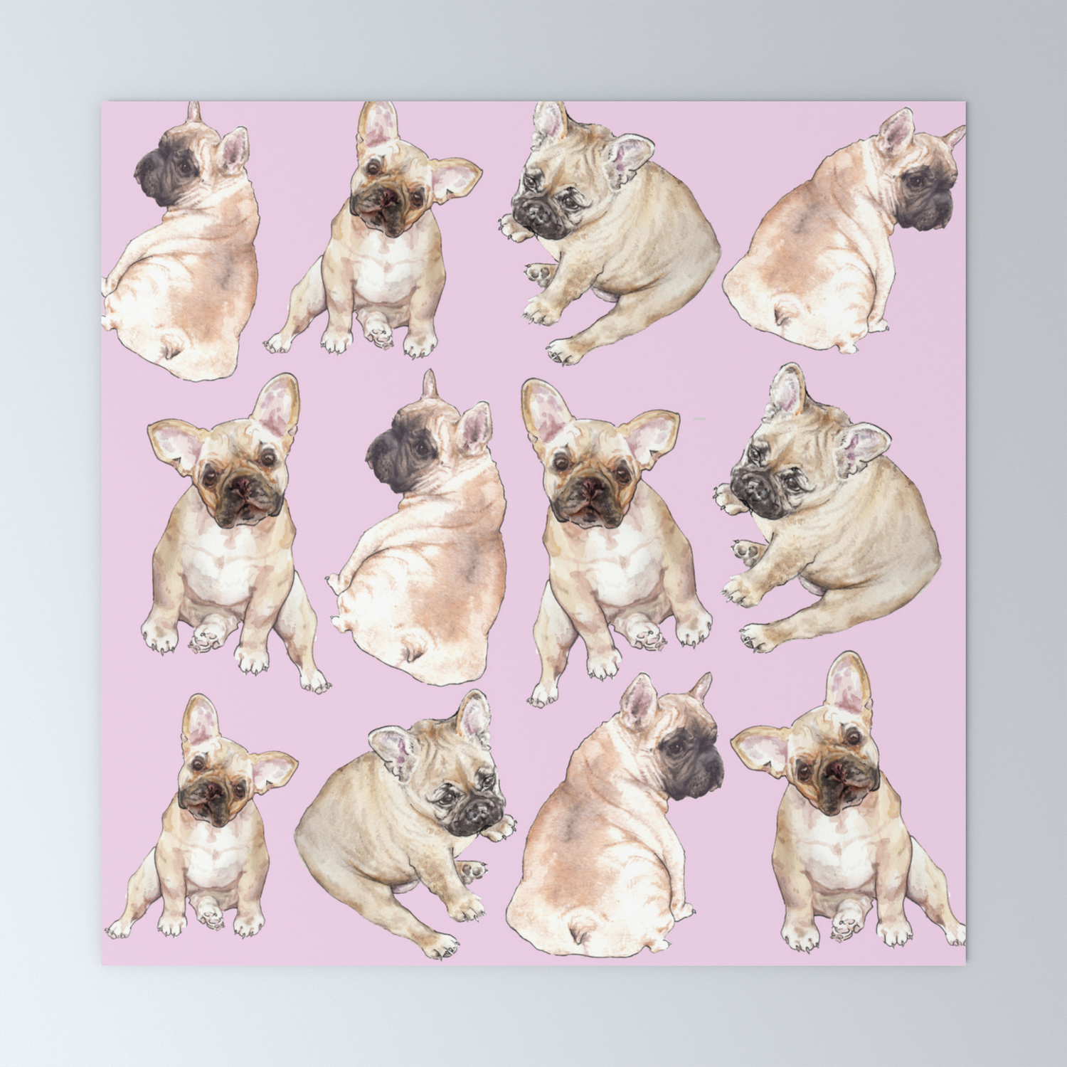 Frenchies French Bulldog Puppies Pattern Mini Art Print By Wanderinglaur Society6