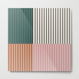 Color Block Line Abstract V Metal Print | Bohemian, Pink, Midcentury, Mid Century, Line, Mid Century Modern, Black And White, Pattern, Nature, Graphicdesign 