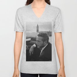1963 Paul Newman at Venice Film Festival black and white photograph V Neck T Shirt