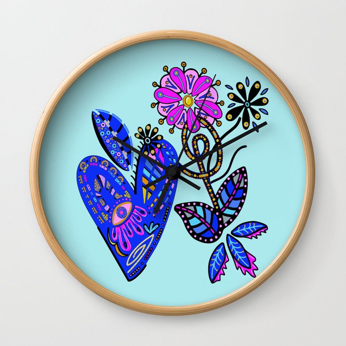 Let Your Heart Bloom Wall Clock