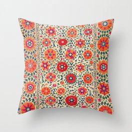 Kermina Suzani Uzbekistan Embroidery Print Throw Pillow