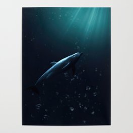Dolphin Swimming Towards the Light Poster
